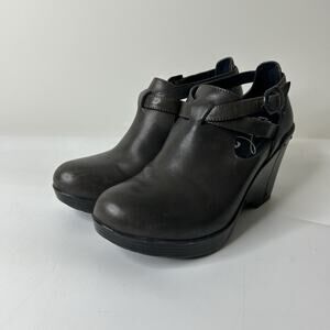 Dansko Franka Women’s 36 US 6 Fig Leather Platform Wedge Clogs Heels